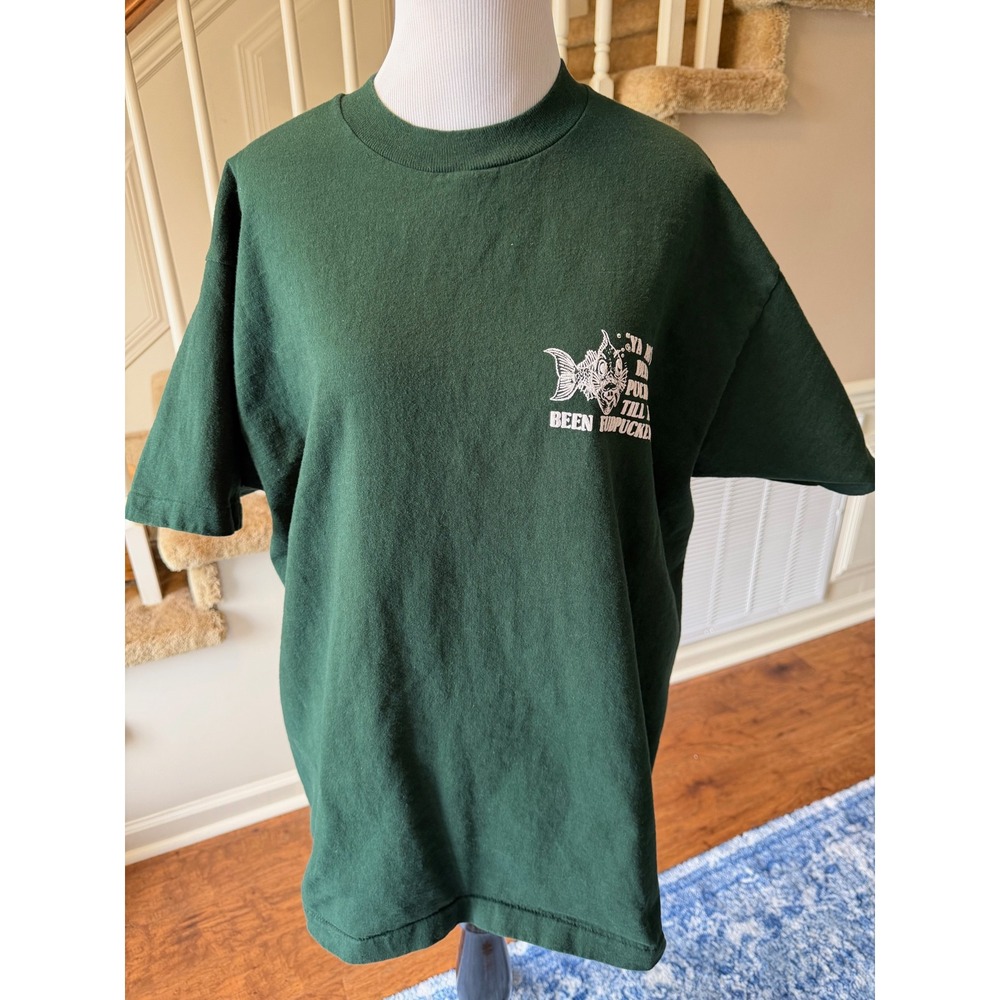 Vintage Fudpuckers Beachside Bar Florida T Shirt Mens XL Green Fruit of the Loom